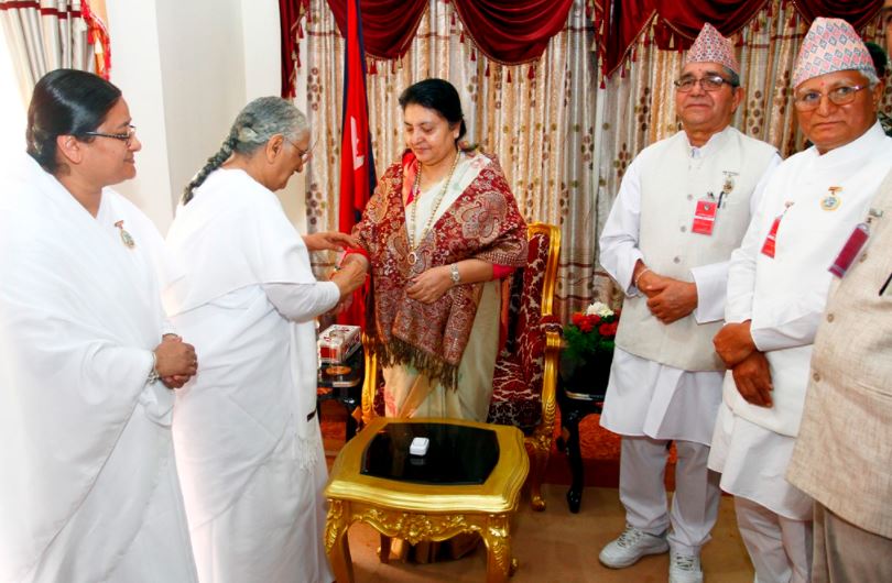 Kathmandu - Tying Rakhi to ​Hon'ble President, Prime Minister, Speaker, Ministers of Nepal